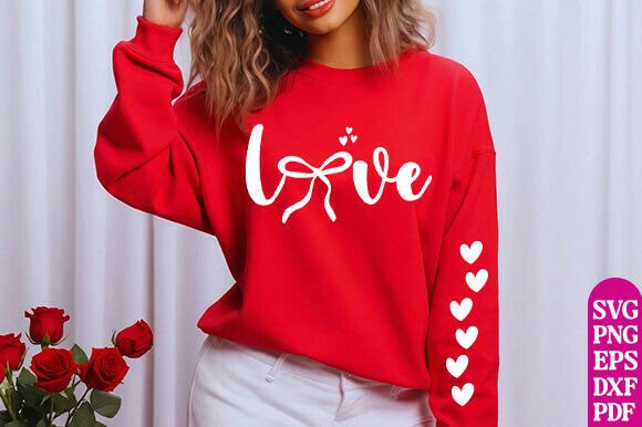 Love Bow SVG PNG, Trendy Valentine’s Day Graphics for T-Shirt Designs