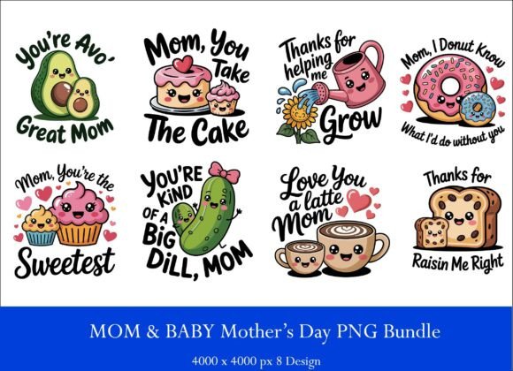 Mom Baby Mother s Day SVG PNG Bundle Graphics and T-Shirt Designs