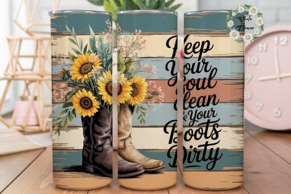 Rustic Sunflower Boots Quote Tumbler: A Designer's Review of Graphics and Tumbler Wraps
